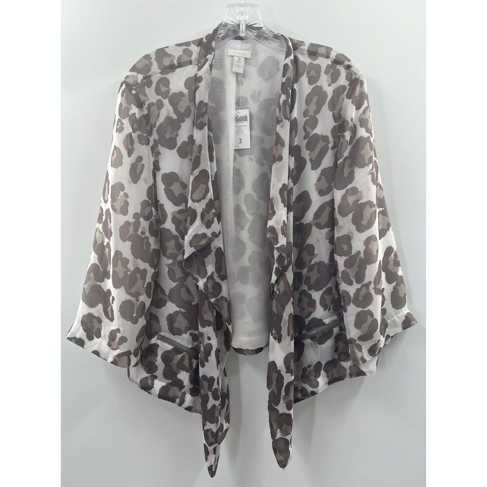 Chico’s Women’s Drape Front Dana Mochachino Lined Open Jacket Size 3 16/18 NWT